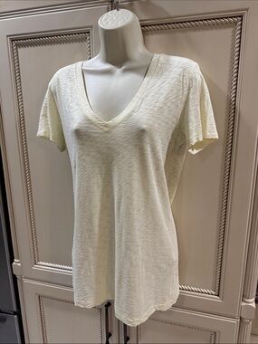 Rag & Bone Pale Yellow V-Neck Short Sleeve Tee Snall